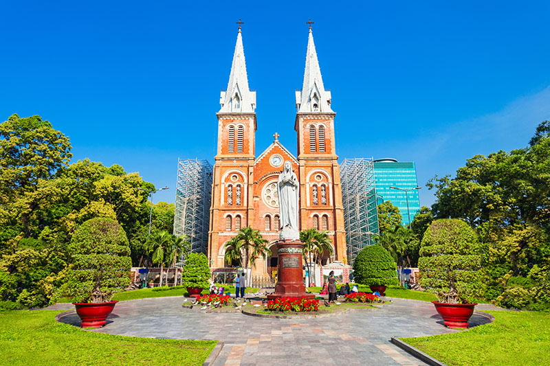 Notre Dame Cathedral Basilica of Saigon or Cathedral Basilica of Our Lady of The Immaculate Conception in Ho Chi Minh City, Vietnam